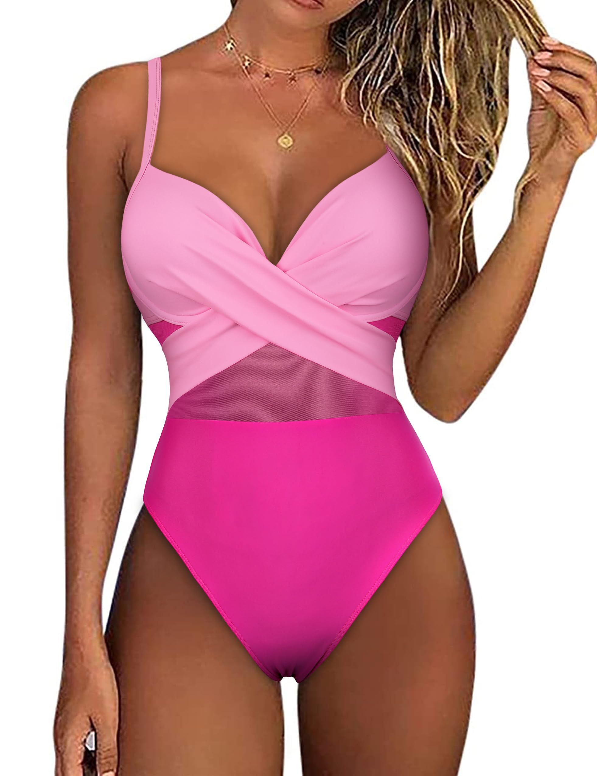 Firpearl Underwire Swimsuits For Women Ruched Tummy Control One