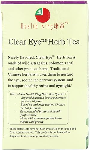 Miniatura 4 de Health King Té de hierbas Clear Eye, bolsitas de té, caja de 20 unidades (paquete de 4)