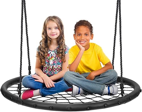 Sorbus Saucer Tree Swing - Columpio redondo de disco para niños al aire libre  40 pulgadas resistente asiento de 220 libras  fácil de instalar