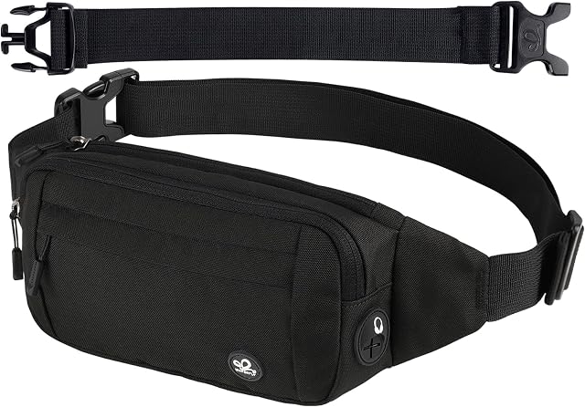 Waterfly Bumbags Waist Fanny Pack Ladies Fashion Bum Bag with Adjustable Belt for Sport Running Hiking Jogging Girls Women Men (Complete Black)