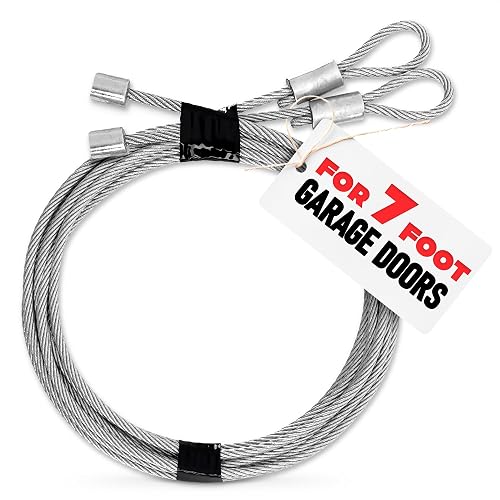 2 Psc Stainless Steel Safety Wire Garage Door Cable - 7 Foot Garage Door Safety Cable Opener Extension Torsion Steel Wire - Heavy Duty
