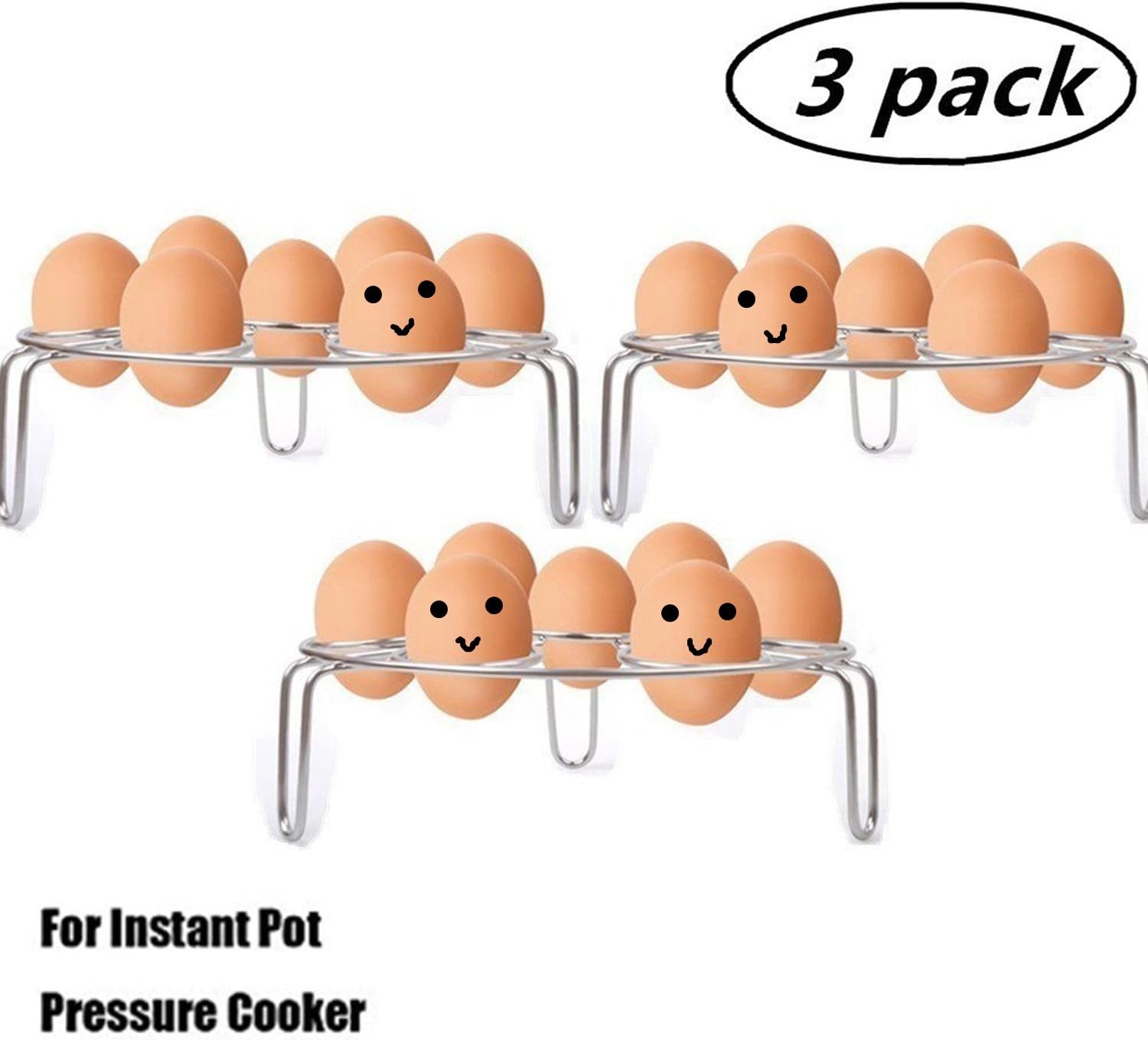 WINMI 3 Pack Egg Steaming Rack Stand Stainless Steel Steamer Racks and Egg Steamer Rack for Pressure Cooker Kitchen Cooking Steaming Holder Rack Stand Basket Set Egg Cooker Eggassist