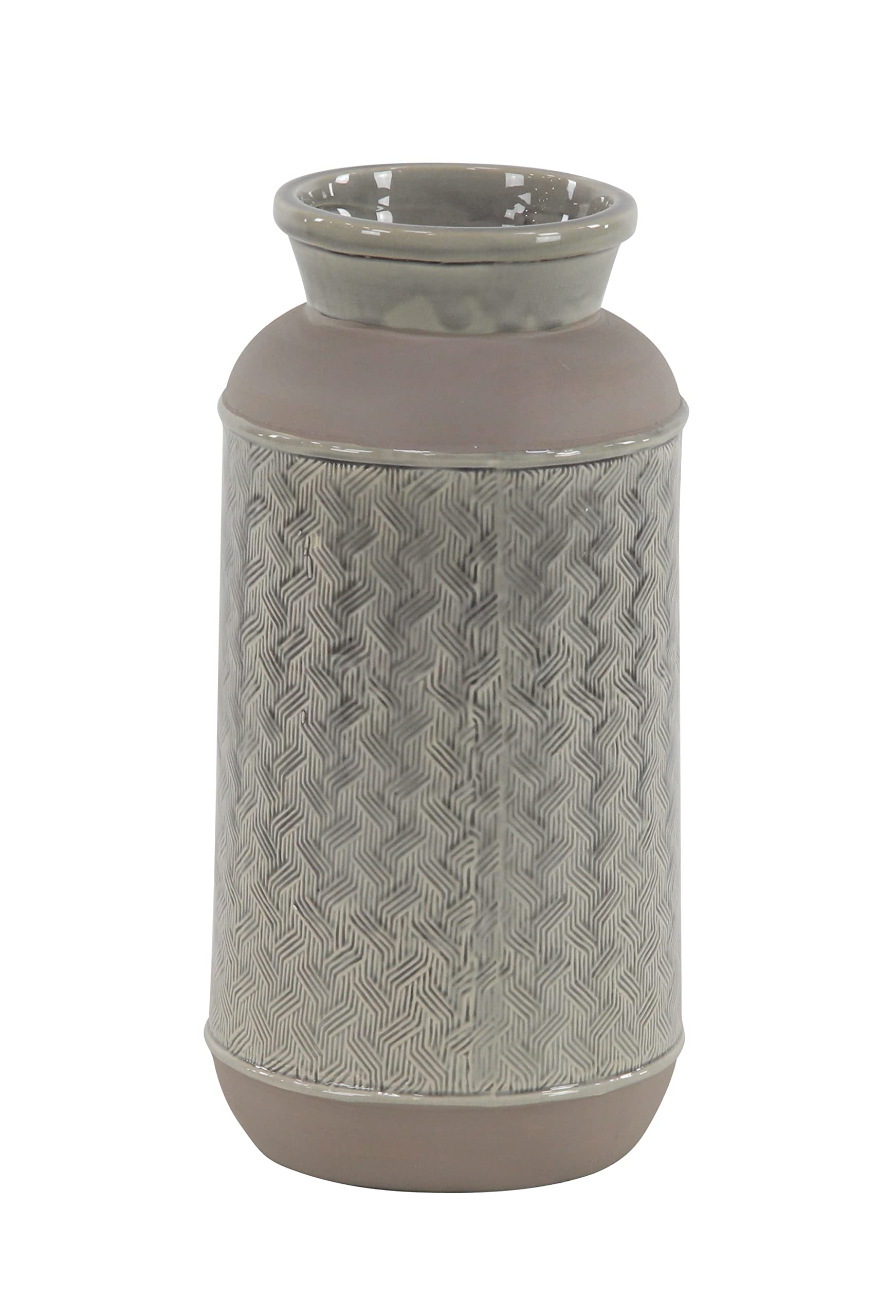 Vase en céramique blanc et noir Deco 79 de 15x25 cm pour décoration de table