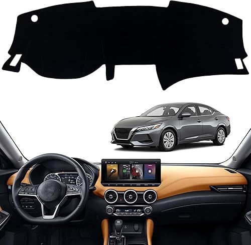 Tapete antideslizante para tablero de instrumentos compatible con Nissan Sentra 2020, 2021, 2022 y 2023, protector solar (borde negro)