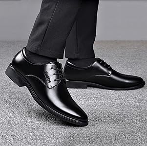 Scarpe Oxford Uomo Eleganti In Pelle - Formali Da Lavoro Stringate Classiche Derby Per Cerimonia - Foto 10