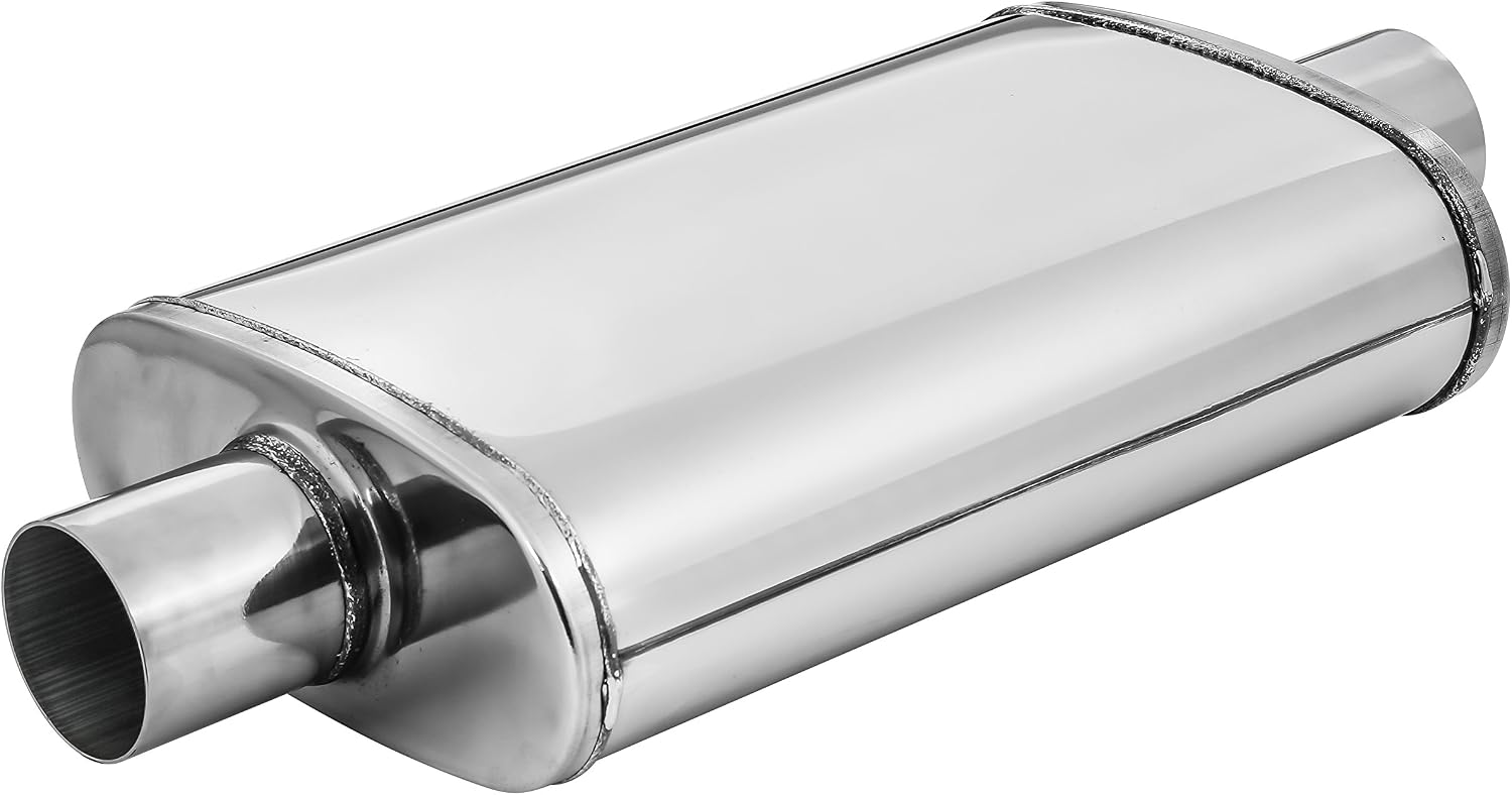TOTALFLOW 33216 14" Muffler Body Straight Through Deep Tone Performance Muffler-14 Length / 20" OAL-Oval 4" x 9" 2.5" Center Reversible/Bi-Directional