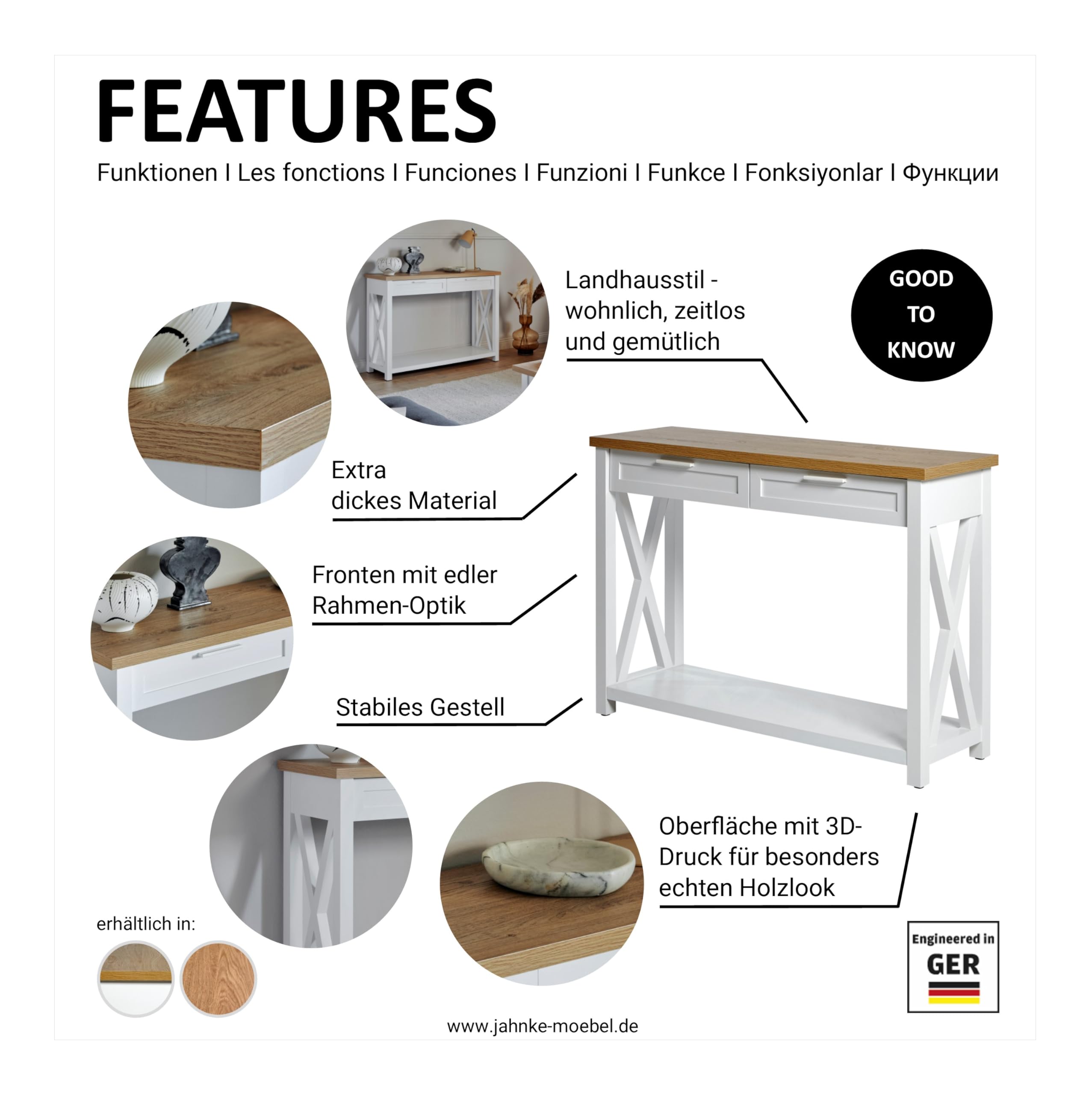 Jahnke Chalet Console SK - Console Engineered Wood, rovere Montana Nb, taglia unica