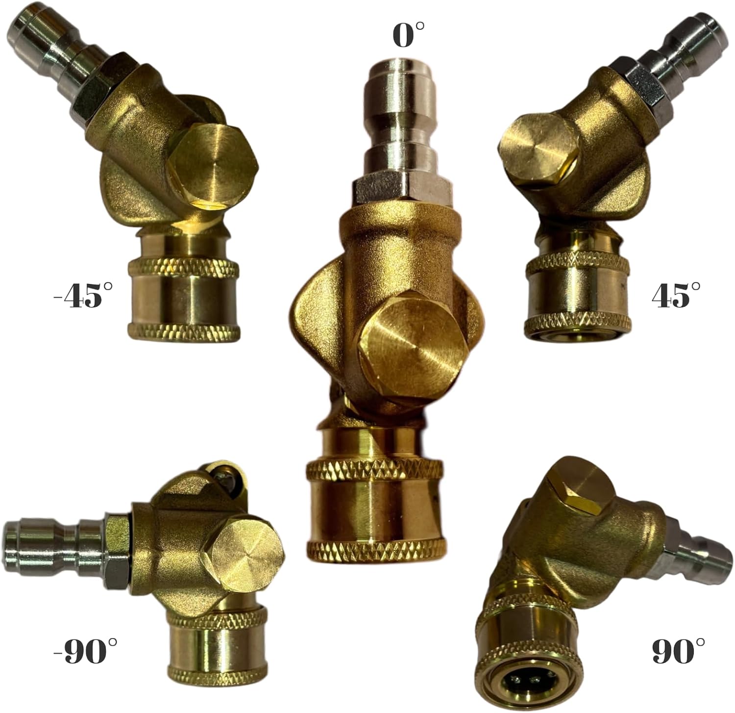8 Pack 5 Angles Pressure Washer Pivoting Coupler Attachment Accessories Kit 1/4”Quick Connect 240 Degree Rotation,7 Power Washer Spray Nozzle Tips,Rinse Jet Stream Tips,Gutter Cleaner MAX 4500 PSI