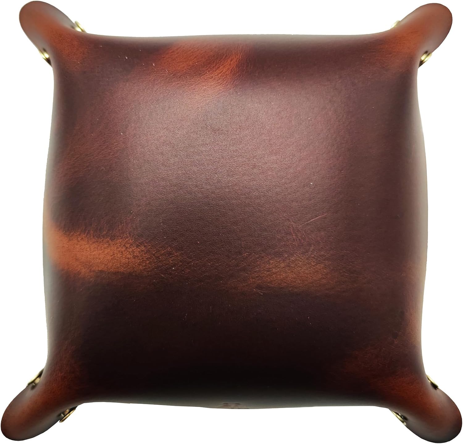 Leather Valet Tray Entryway Catchcall Tray Nightstand Organizer Storage for Wallets Watches Keys Holder Dish Bowl Coins Office Desk Accessory (Antique Brown-Oil Wax Leather).