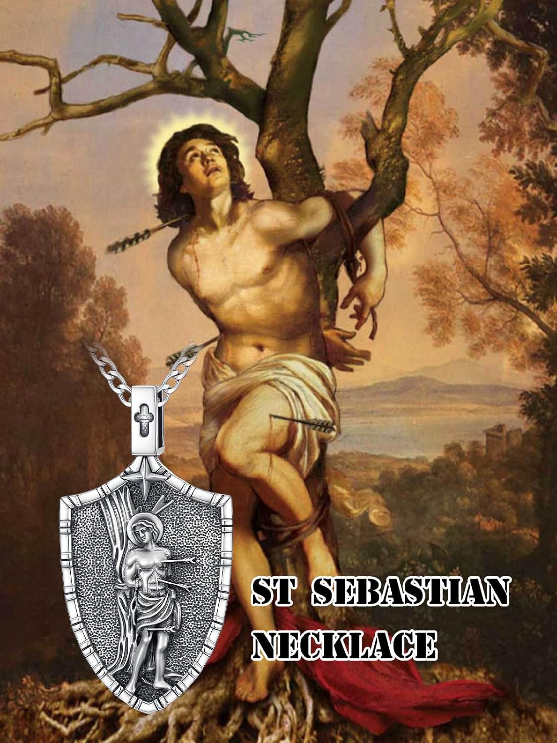 WINNICACA 925 Sterling Silver Patron Saint Amulet Necklace for Men Women Protection Medal Jewelry Birthday Valentine's Day Gifts for Men Husband(with Gift Box) - Image 5