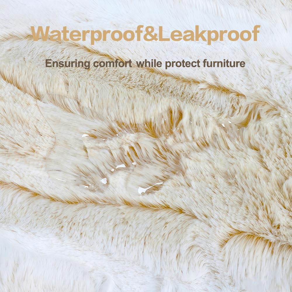 Extra Large Waterproof Pet Blanket, 60"x80", Velvet & Faux Snow Leopard Fur, All-Weather Throw for Sofa, Camping, Travel (X-Large) - Image 6