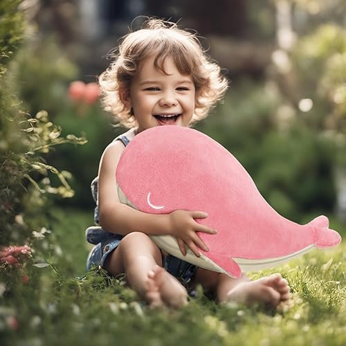 Miniatura 4 de MUPI Almohada de felpa de animales de peluche de ballena de 18 pulgadas, animales de peluche de tiburones jorobados y medusas, decoración del océano