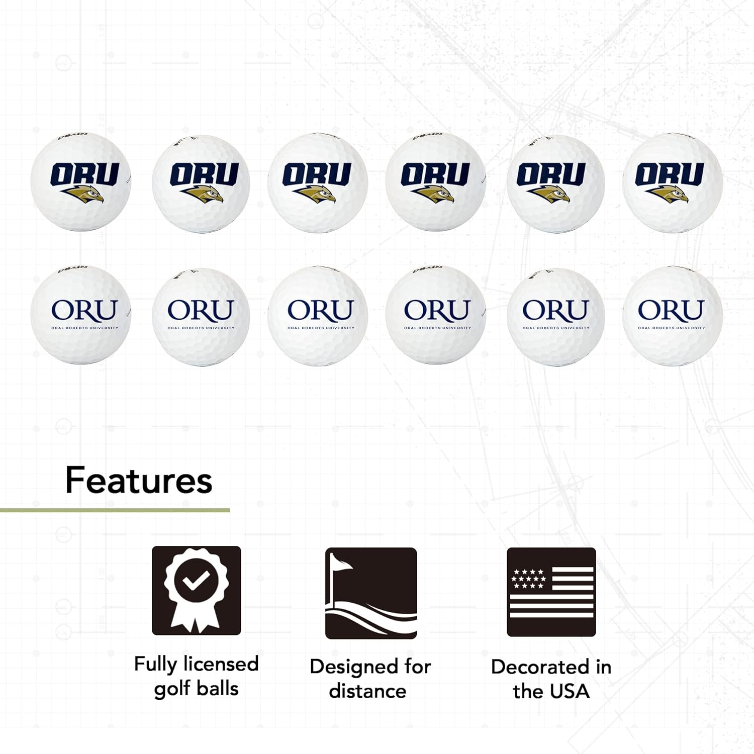 Desert Cactus Oral Roberts University Golf Balls 12 Pack – ORU Golden Eagles Full Color Dozen – Officially Licensed Sport Team Accessory