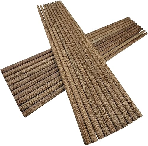 Miniatura 5 de M.G Palillos de madera wengué, 10 pares de palillos de madera, palillos de madera reutilizables chinos, japoneses coreanos, aptos para lavavajillas