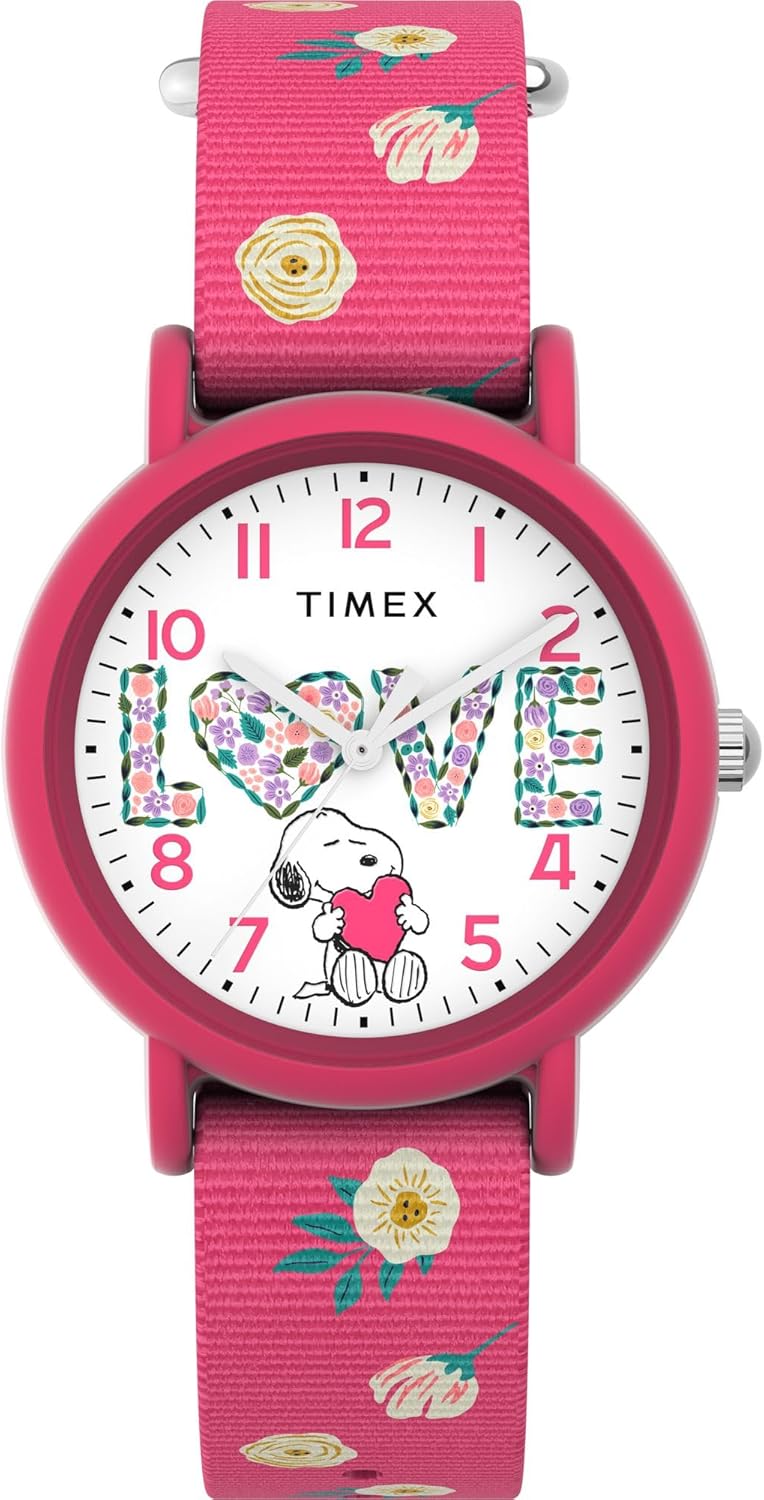 Timex Women's Peanuts Color Rush Floral 34mm Watch - Pink Strap White Dial Pink Case - Image 1 of 5