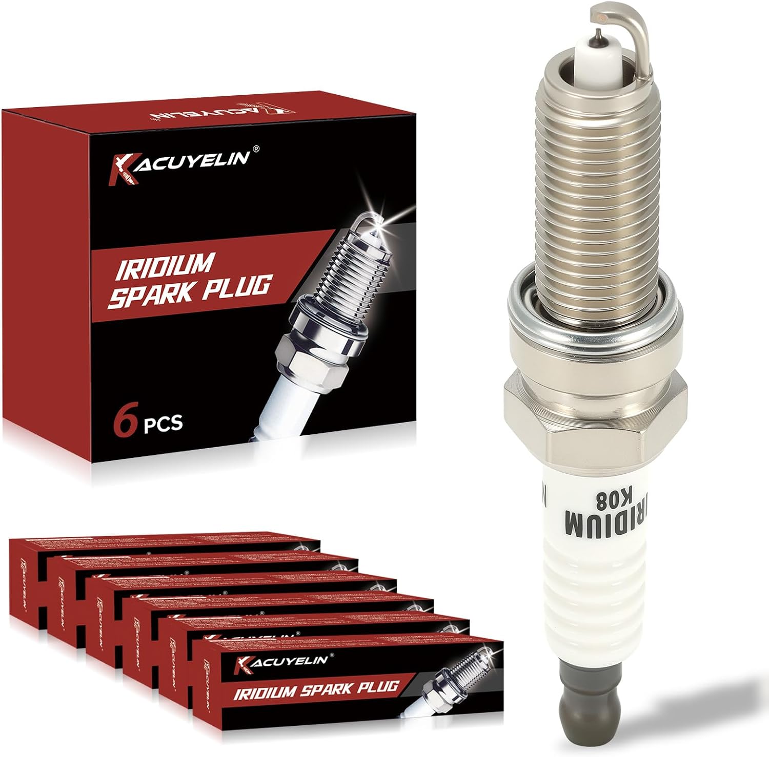 Iridium Spark Plugs 93175 Set of 6 Fit for 08-17 Honda Accord 3.5 Odyssey Pilot,Jeep Grand Cherokee 3.6 Wrangler Dodge Charger Durango Journey,Kia Sedona Sorento,Chrysler Town & Country #LKR7DIX-11S