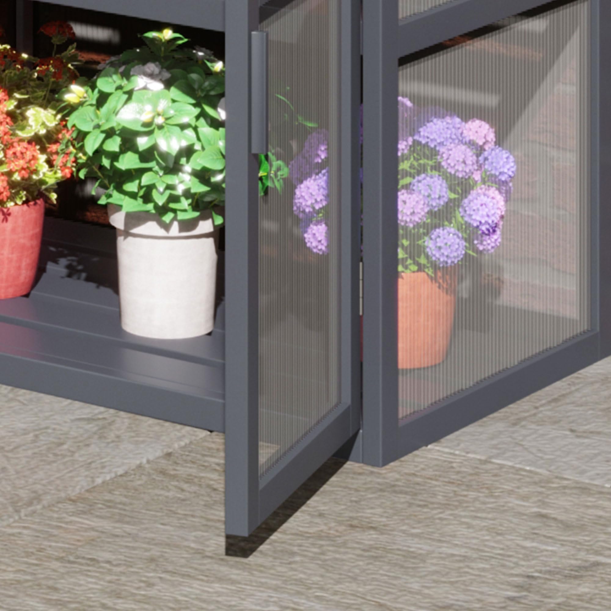 Outsunny Frühbeet Pflanzenbeet mit 3 Ebenen, aufklappbarem Dach wetterfest Mini Gewächshaus mit Doppeltüren Treibhaus aus Holz Polycarbonat Natur 70,5 x 42 x 132 cm