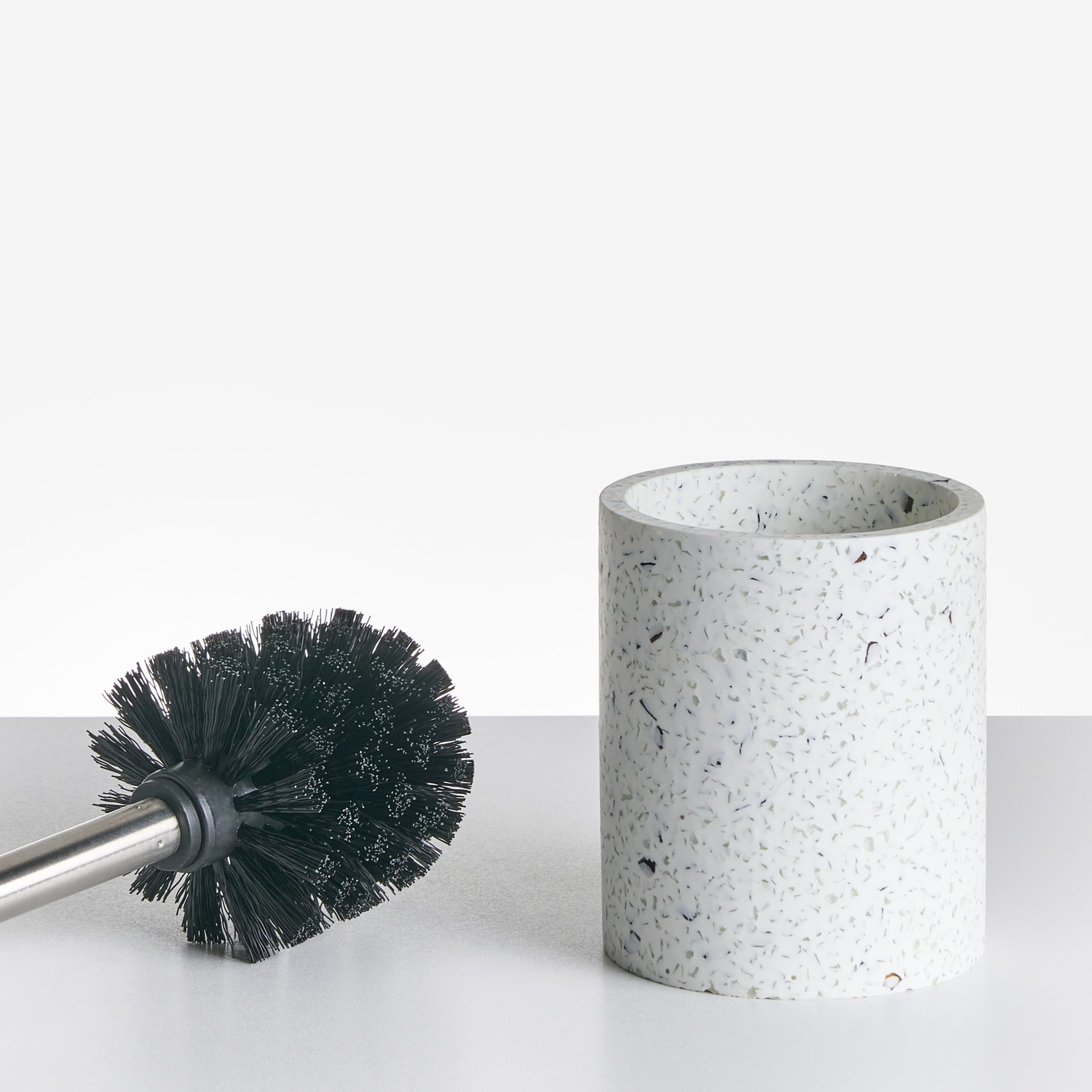 Badaccessoires Set 5-teilig Kunstharz weiß Terrazzo Optik Badausstattung Perene