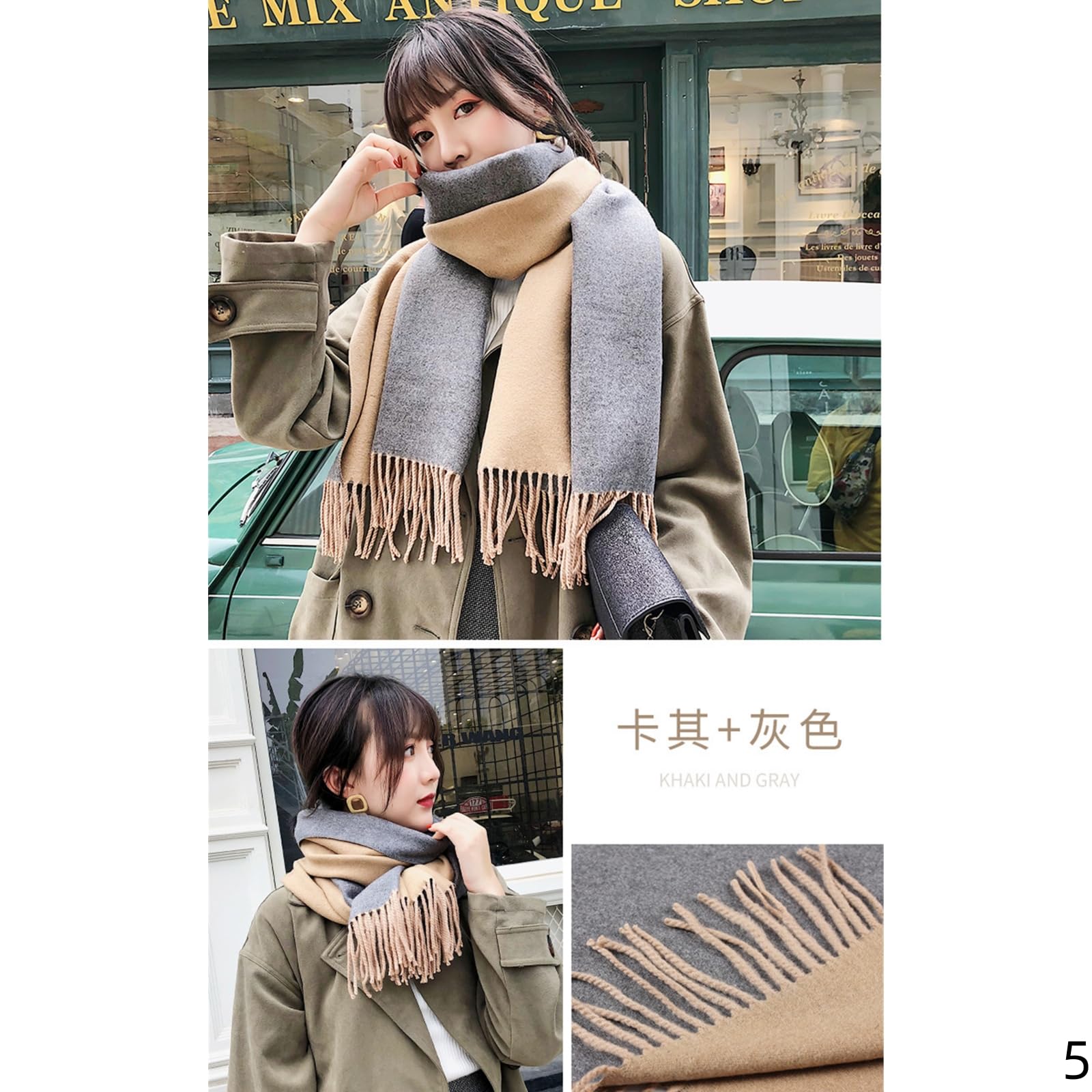 Foulard Donna Sciarpa Lunga E Calda, Versatile, A Doppia Faccia, Da Donna, Per Studenti Uomini Adatti All'autunno All'inverno