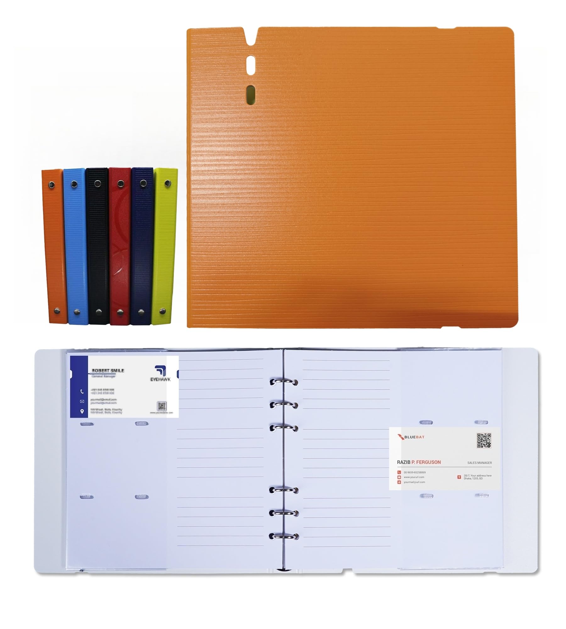 Porte-cartes de visite orange classeur de rangement compact pour 168 cartes