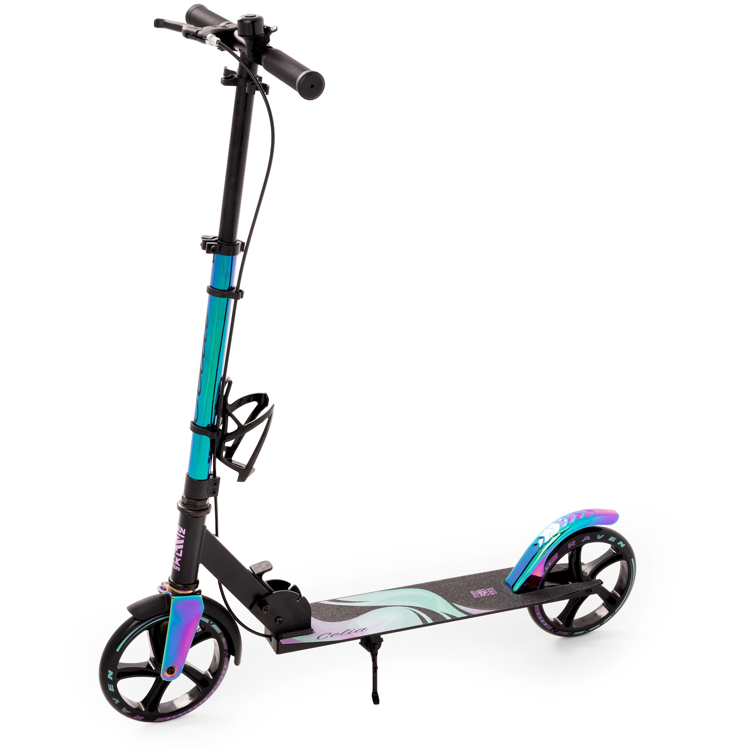 RAVEN Scooter Roller Tretroller Kickscooter für Kinder Erwachsene |klappbar | höhenverstellbar | Tragegurt | Klingel | Flaschenhalter
