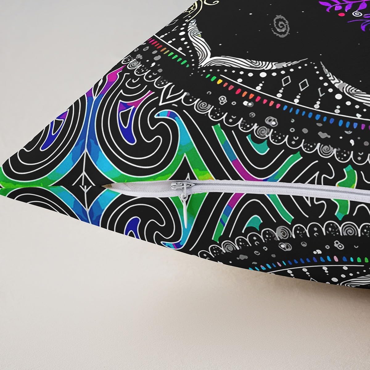 Colorful Tree Pillow Cases Cushion Covers Tree Branches Pattern Throw Pillow Covers 22"x22" Set of 2 Soft For Kids Teens Tree of life Decorative Throw Pillowcases Sun Moon Colorful Cushion Cases