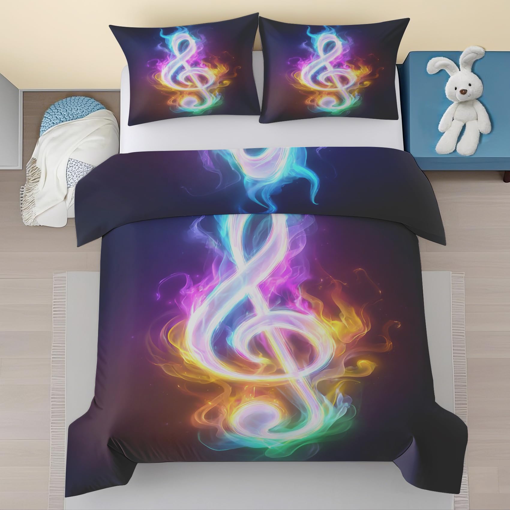 Housse de couette 240 x 260 musique microfibre infroissable zip