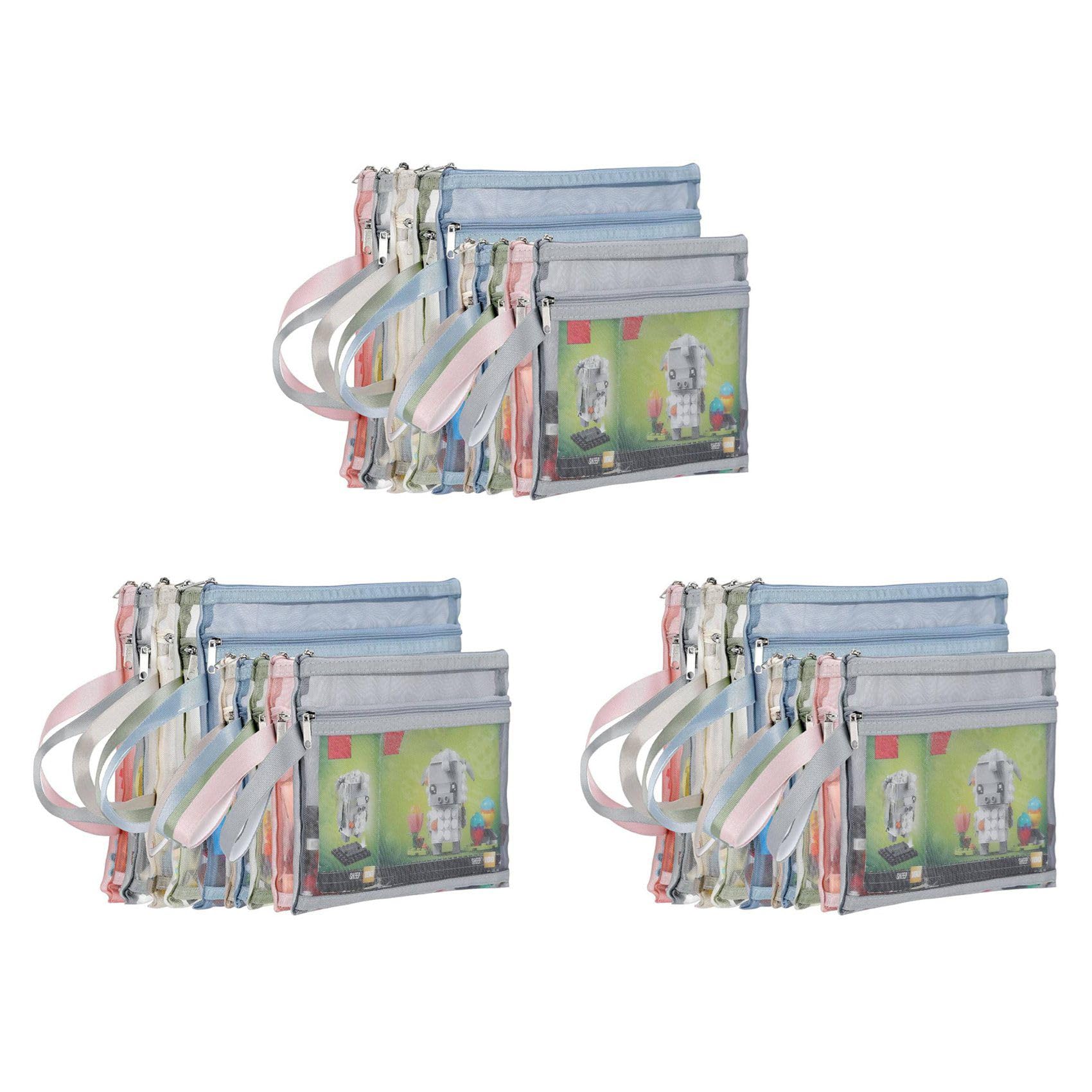 ISKDJBJG 30 Pack Colored Double-Layer Mesh Zipper Pouch Bags, Building Block Sets Toy Storage & Organization 15Pcs A4+15Pcs A5