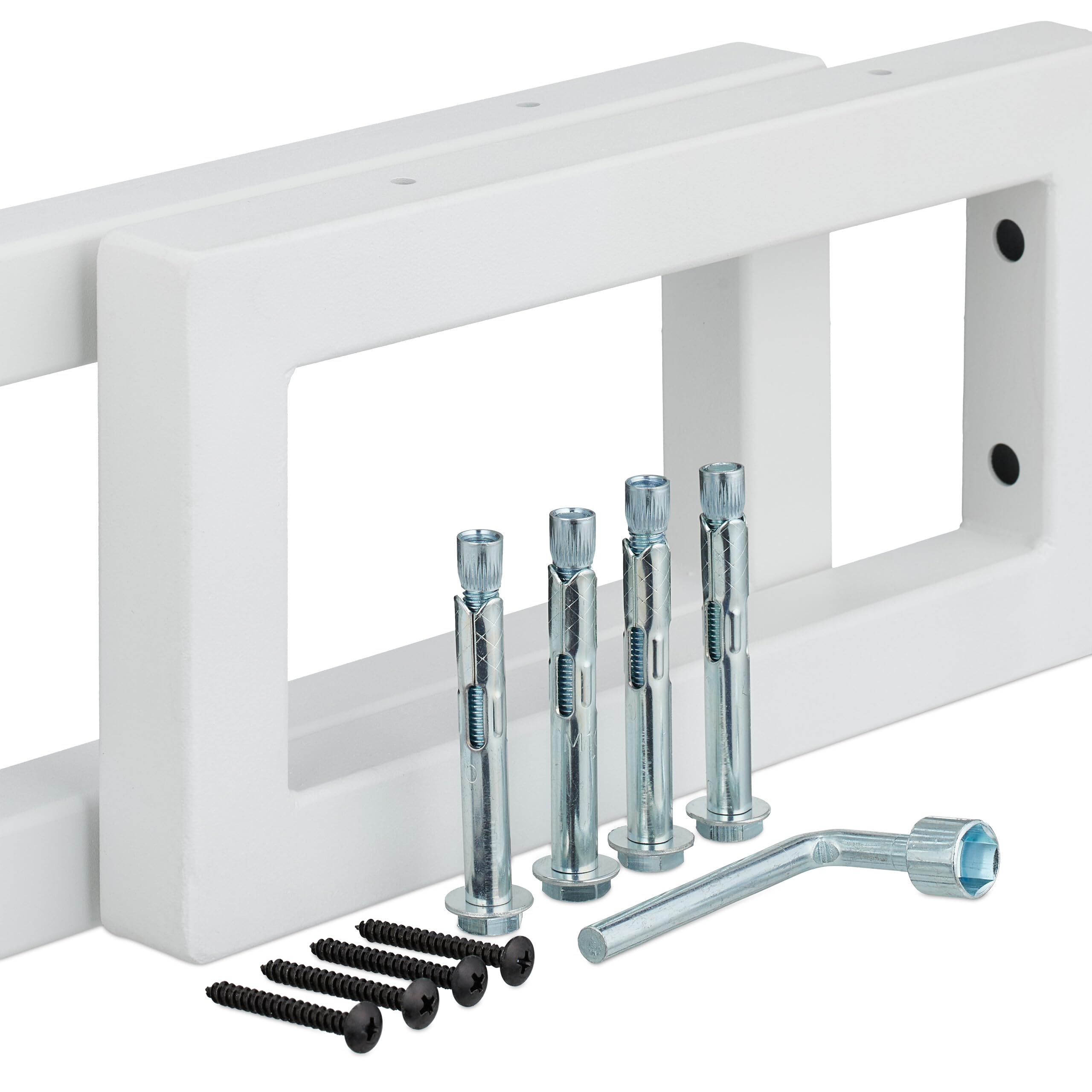 Relaxdays Escuadras Repisa, Set de 2, 35 cm, Soportes Estante, Lavabo Pared, Acero, Sujeta Baldas Rectangulares, Blanco