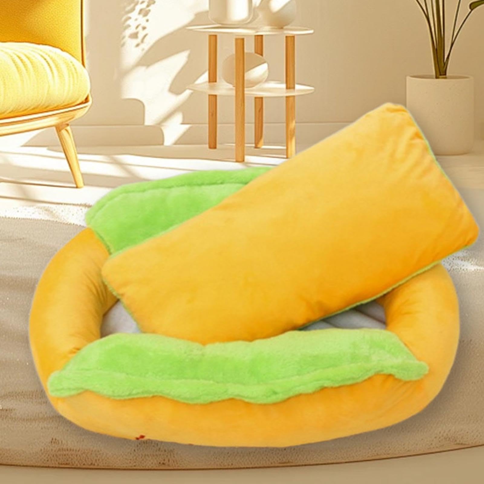 Camas para mascotas para perros pequeños, forma de alimento, cojín de felpa