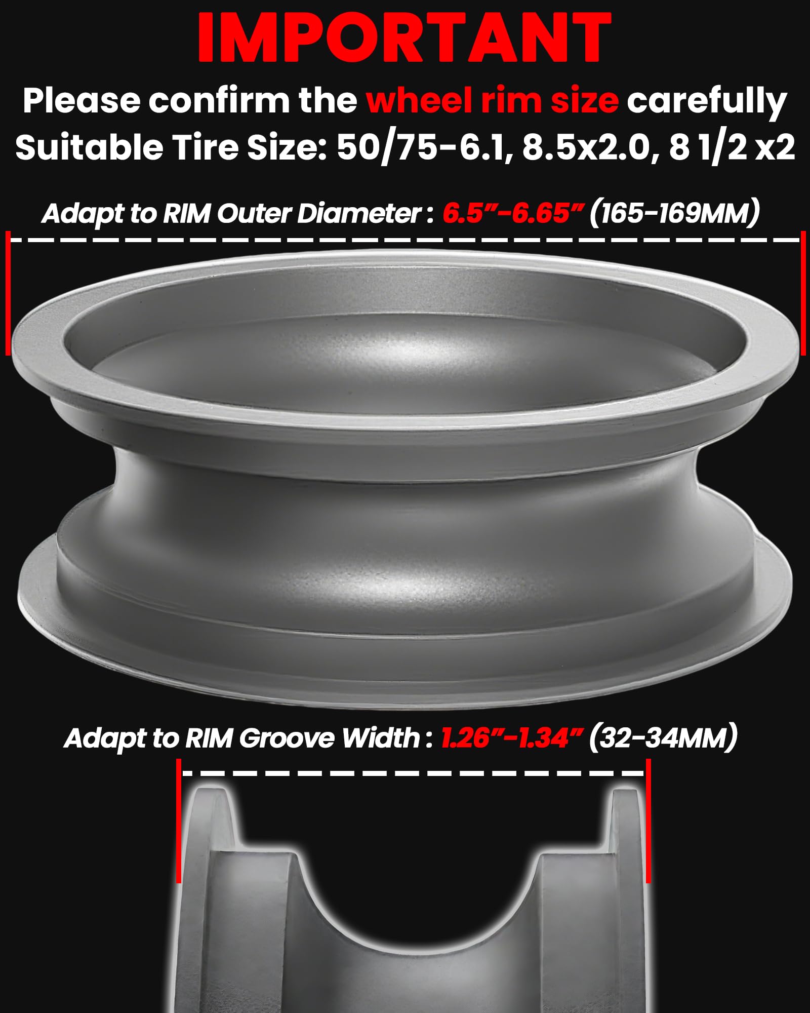 2 Pezzi Pneumatici 8,5x2,0 (50/75-6.1) Gomme Piene per Monopattino Elettrico, Compatibili con Xiaomi M365/Pro 2/3/3 Lite, Hiboy S2, Gotrax GXL V2/XR/APEX