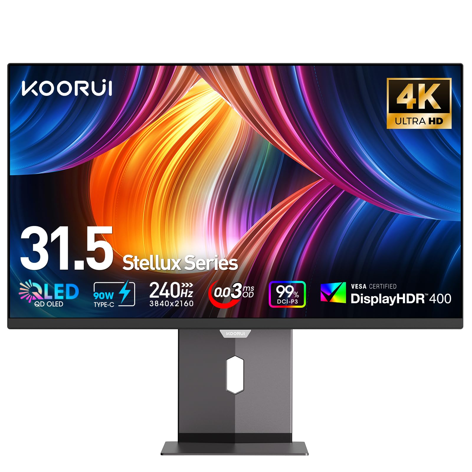 S3241XO KOORUI 4K ゲーミングモニター OLED 240Hz KOORUI 32 inch QD-OLED Gaming Monitor, 4K UHD 3840x2160P 240Hz