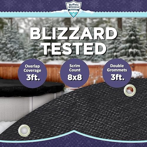 Vista 16 de Buffalo Blizzard - Cubiertas de invierno Micro Mesh Black para piscinas redondas, ovaladas y rectangulares Permite el paso de la lluvia o la nieve