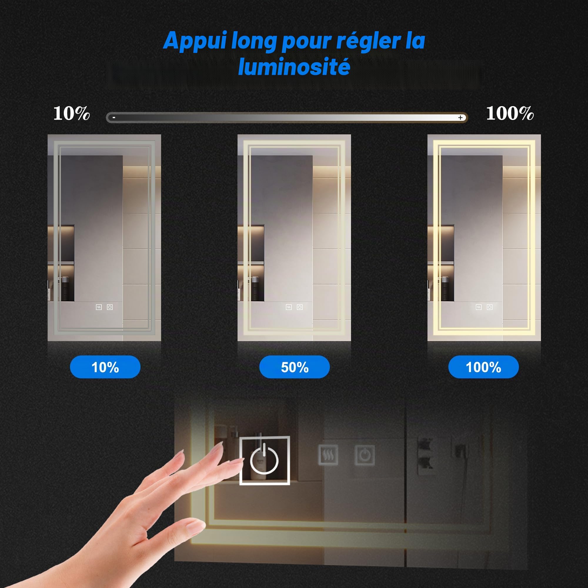 SONNI Armoire miroir d'angle avec éclairage, armoire à miroir triangulaire LED avec prise, intensité variable, 3 couleurs à intensité variable, armoire murale de salle de bain sans brouillard, armoire