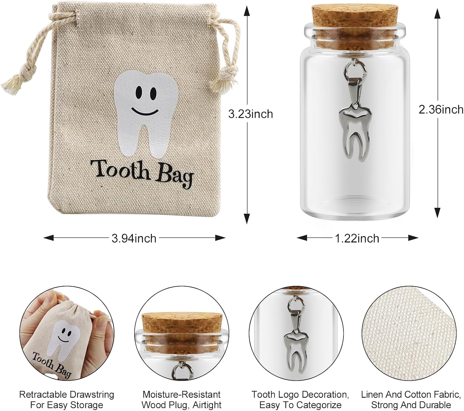 Tooth Holders for Kids Keepsake, Glass Baby Tooth Box for Lost Teeth, First Baby Tooth Keepsake Box for Gift glass bottle(tooth fairy bottle) image 2