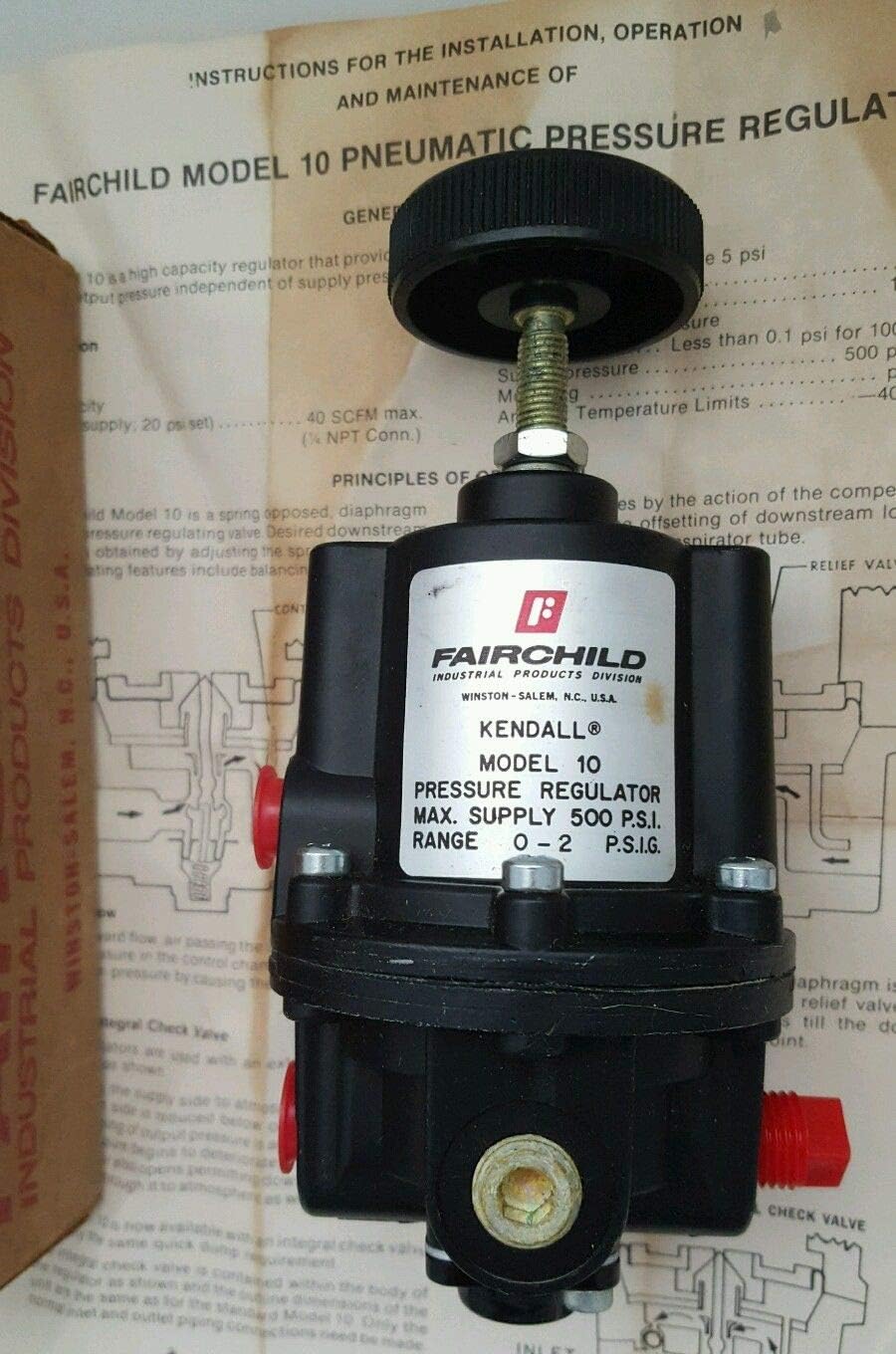 FAIRCHILD Kendall New M10 Pressure Regulator 0-2PSI Catalog 10112