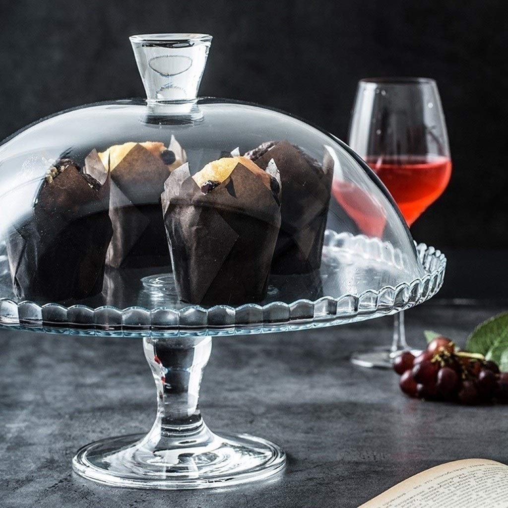 Tapa para el microondas, Molde para Pasteles Grande, Soporte de exhibición de postres de Vidrio Plato de degustación de Pasteles de Boda Servidor de cúpula de Postre de rosquilla 32CM