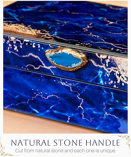 Miniatura 4 de Homde Caja de almacenamiento decorativa de cristal juego de 2 cajas para decoración del hogar, organizador grande con tapas para decoraciones