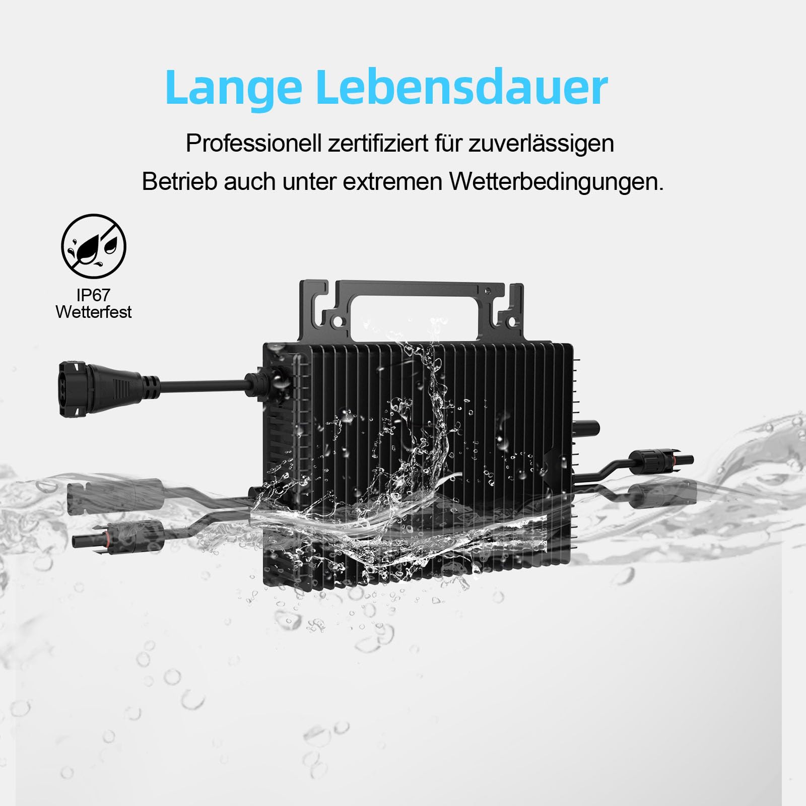 Mikro Wechselrichter 1000w-2MPPT，Wechselrichter für balkonkraftwerk mit WLAN,IP67 wasserdicht，mit 5m AC Kabel für Solar Inverter,App Steuerung,Plug Play
