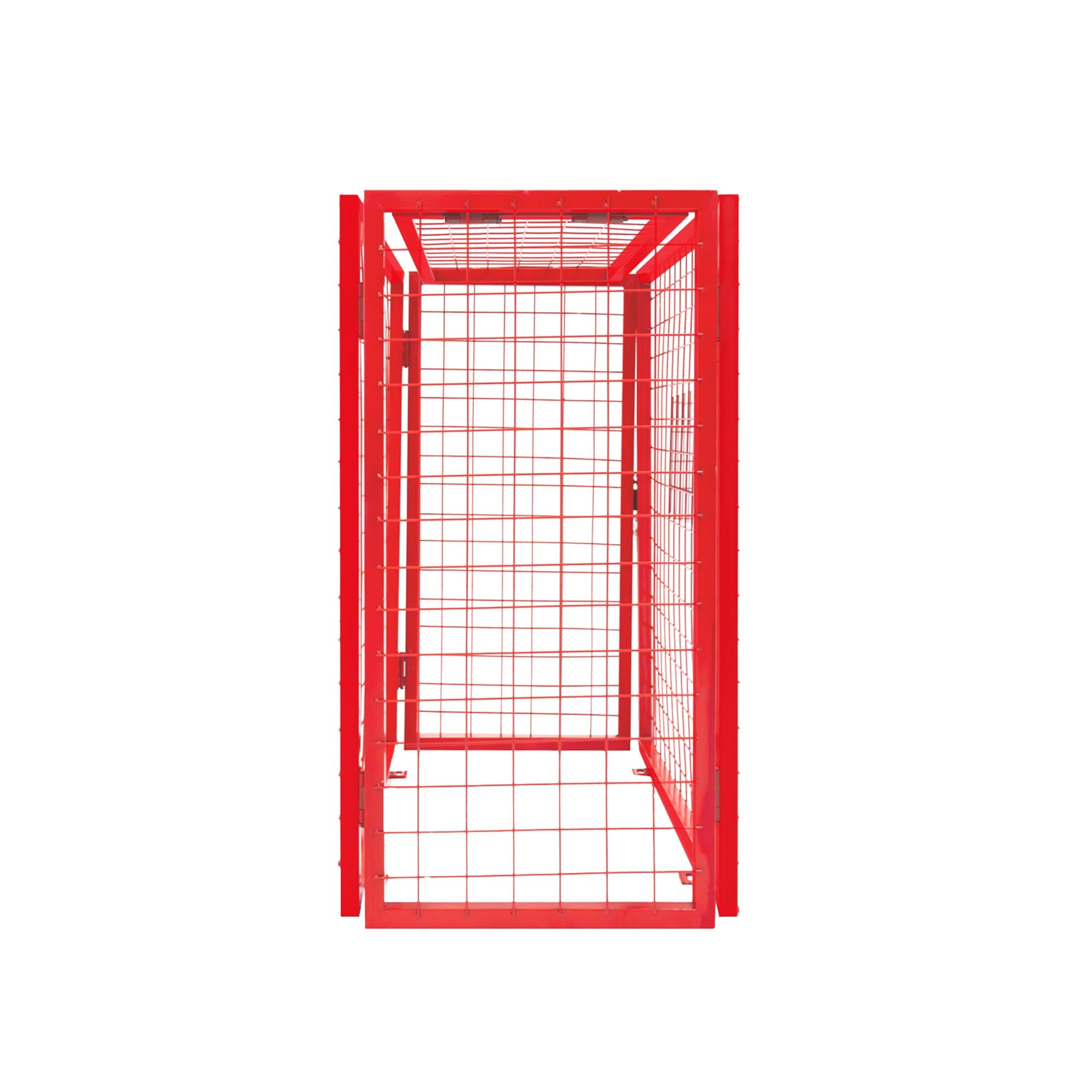 Cage Métallique de Rangement Gaz Acier Rouge - 100 x 140 x 50 cm Butane Propane Intérieur Extérieur Coffre Sécurisé 3 x 19 kg [Autocollant Sécurité, Cadenas & Clés INCLUS]