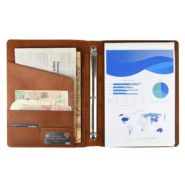 Buy Refillable Leather Portfolios, Genuine Leather Binder Portfolio 3