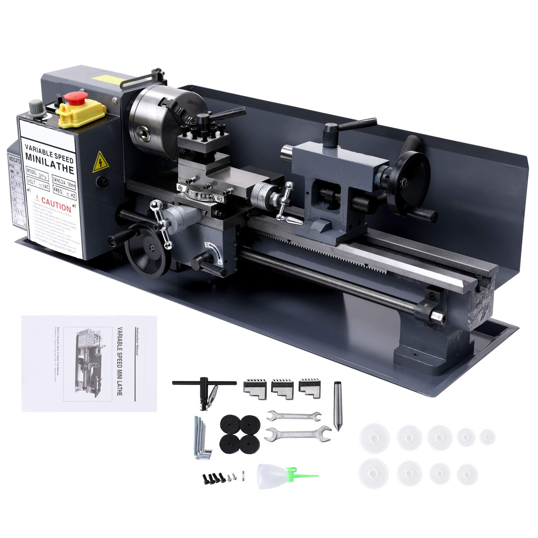 CREWORKS Mini Metal Lathe Machine with 3Jaw Chuck Metal and