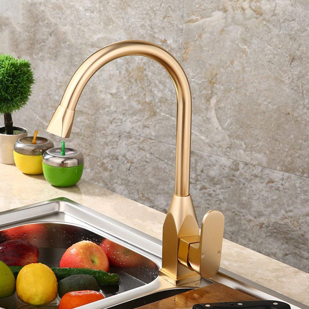Robinet de cuisine mitigeur doré et moderne pour évier rotatif
