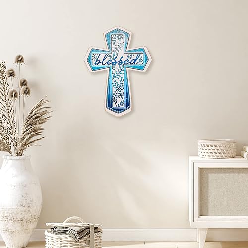Miniatura 10 de OKSQW Cruz de madera de pared cristianos cruz religiosa espiritual regalos con gancho en la pared o mesa colgante con fe para la iglesia decoración