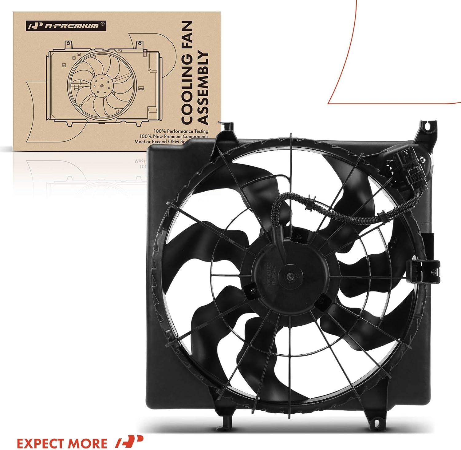 A-Premium Engine Radiator Cooling Fan Assembly Compatible with Select Hyundai & Kia Models - Sonata, Optima, 2011 2012 2013, 2.0L - Replace# 253803Q280, 252313K460