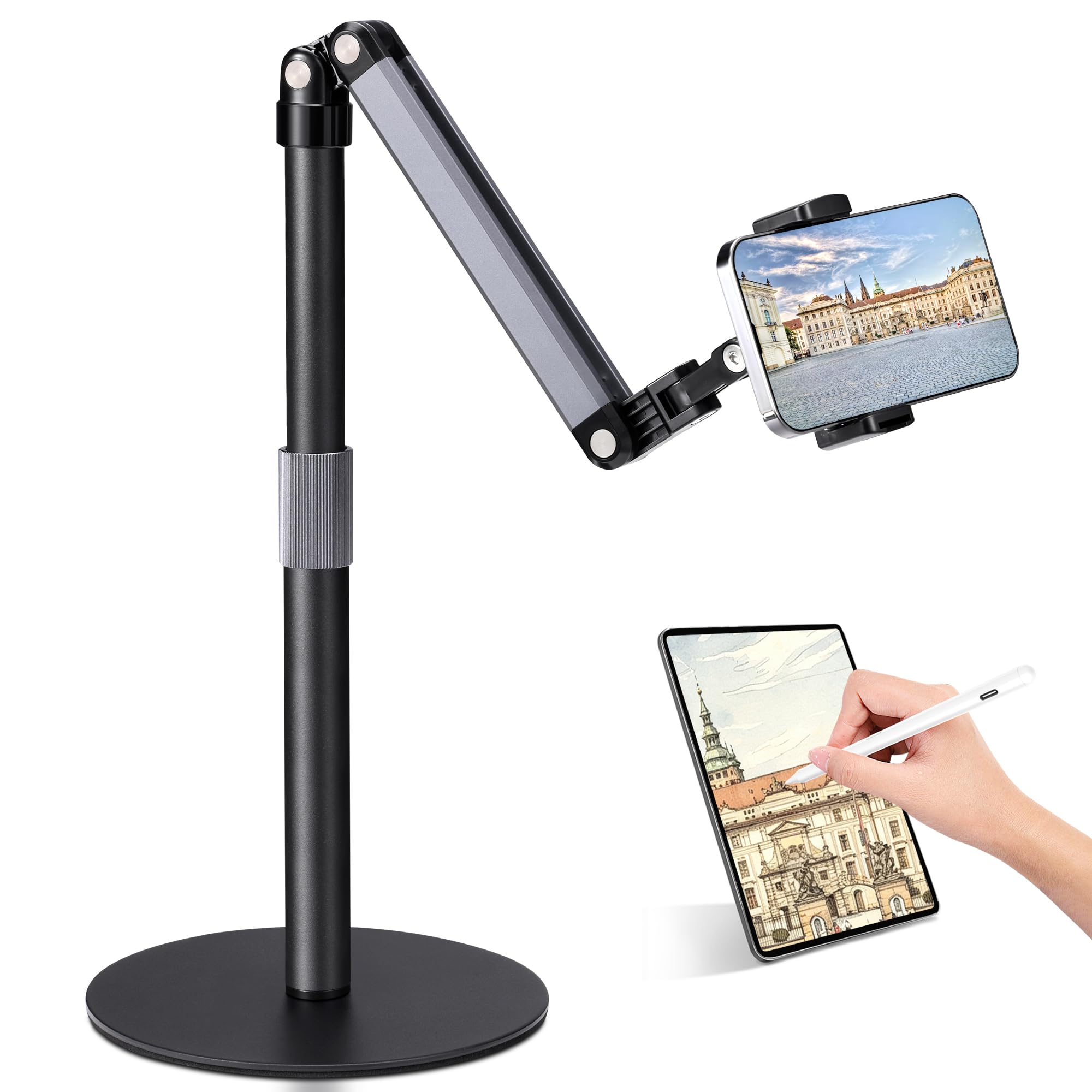 YSSHUI Handyhalterung Überkopf, Flexibler Arm 360° drehbar