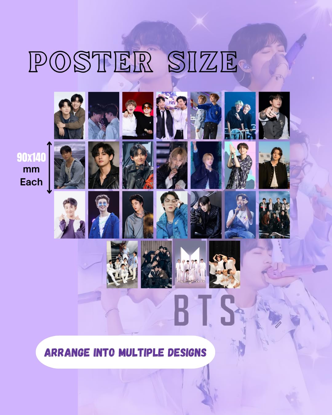 Kumani Set of 27 BTS Posters (90x140mm) K-POP Posters for Bedroom