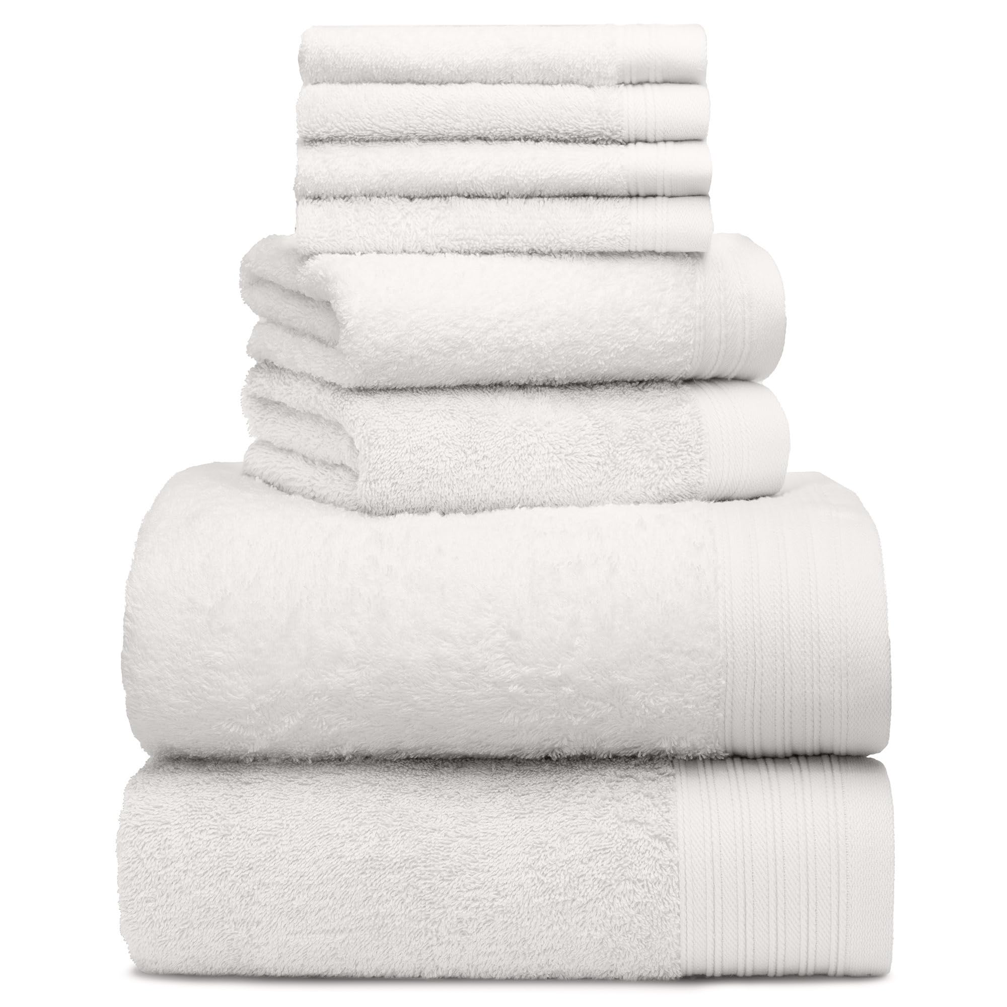 8 piezas Juego de toallas (2 toallas de baño 30 "X 56", 2 toallas de mano de 18 "x 30" y 4 washcloths 13 "x 13" – 100% algodón, lavable |machine alta absorbencia | por weidemans