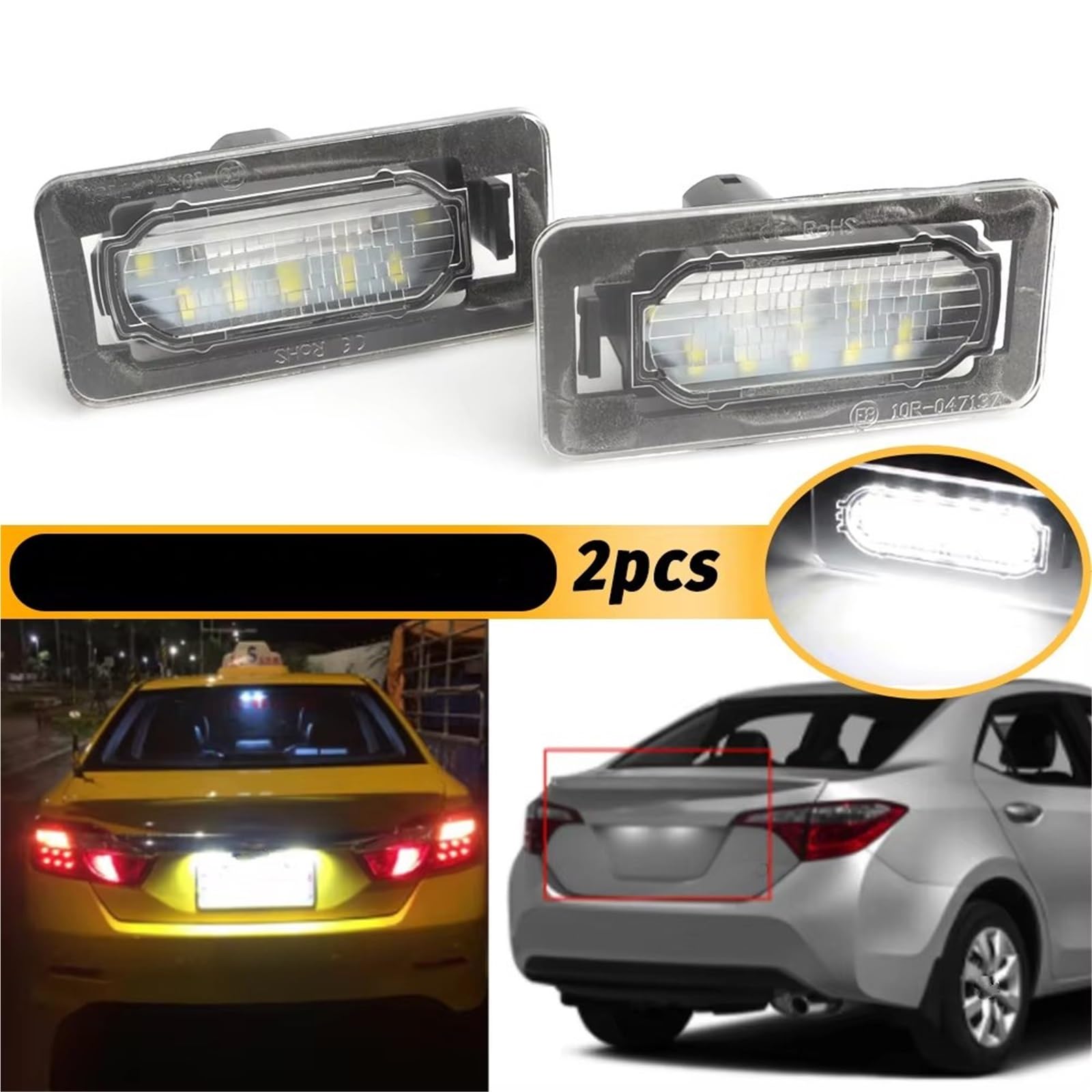 Luz de matrícula para Toyota Corolla Sedán 2014-2021. Conjunto de lámpara de matrícula de repuesto (2 piezas).