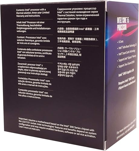 Miniatura 3 de Intel® Procesador de escritorio Core™ i5-8600 de 6 núcleos hasta 4.3GHz Turbo LGA1151 Serie 300 65W